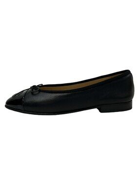 Chanel Pumps Black CC Logo Ribbon Leather Lambskin Heels